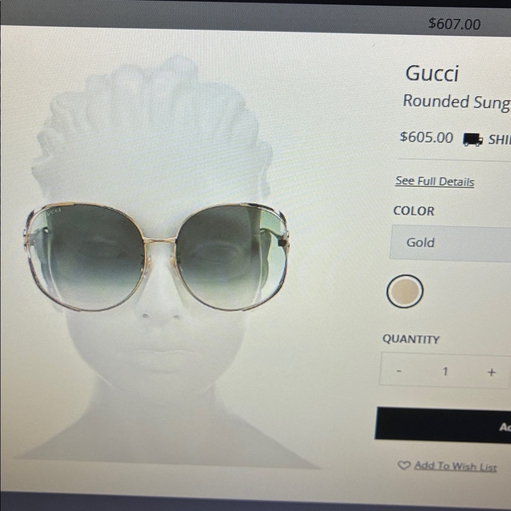 Gucci Gold Sunglasses